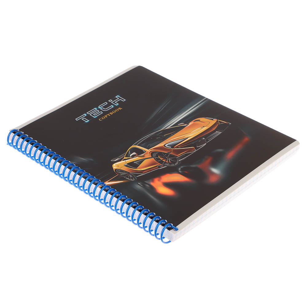 Тетрадь общая, 96 листов, в клетку, БЕЛЫЕ ЛИСТЫ, обл.мел. картон, спираль, микс - #7