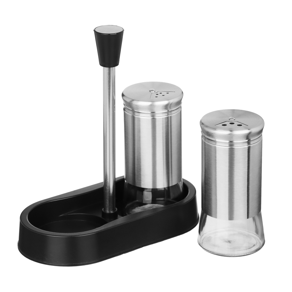 SATOSHI Набор для соли и перца 2шт. 16.6x8.5x17.5см, стекло, нерж.сталь, пластик, цвет серебро - #3