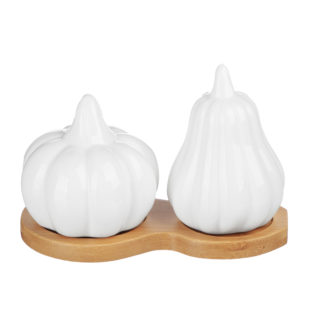 Набор для специй Тыквы тм MILLIMI, 80мл + 70мл, фарфор, бамбук - #2