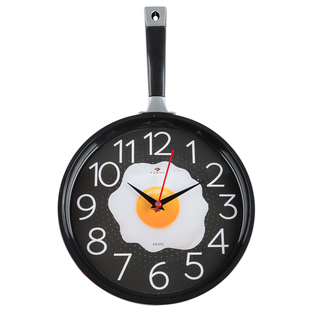 Часы настенные сковорода 25х43см, корпус красный с черным, арт.2543-004 - #1