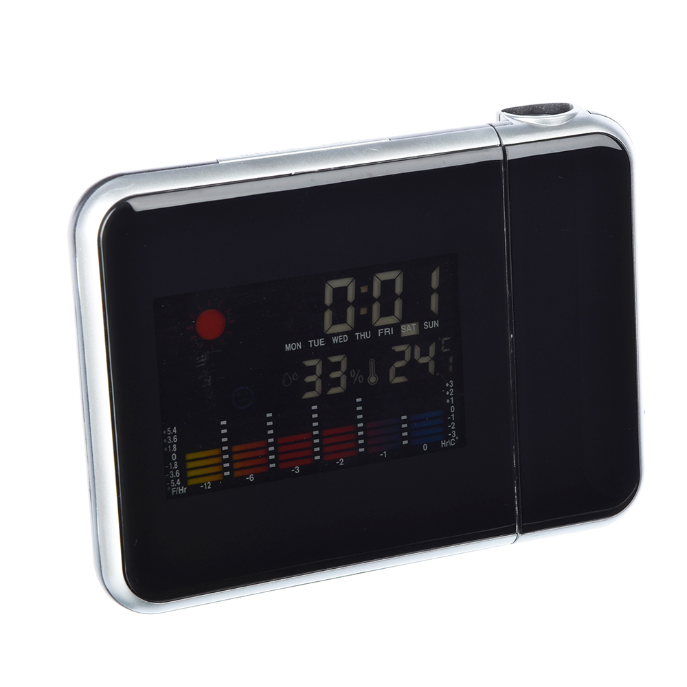 Проекционные часы-будильник, пластик, 15х11х2,7 см, 2хААA, 2 цвета - #3