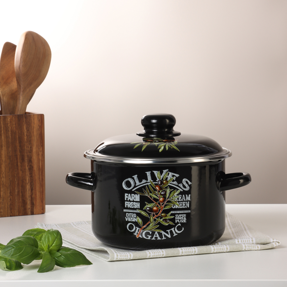 Ветка оливы Кастрюля эмалированная 3л - #5