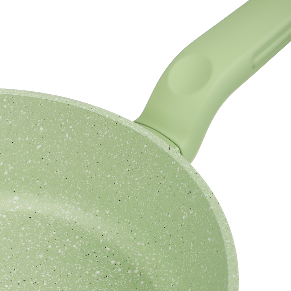 SATOSHI Эмери Сотейник литой с крышкой d=24см, антип. покр. мрамор, индукц., с бамбук. лоп., 3 цвета - #5