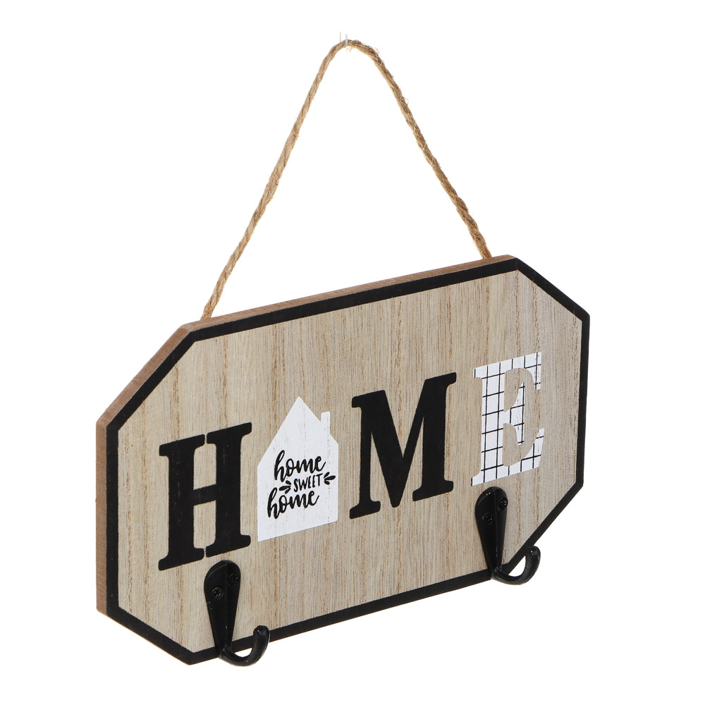 Ключница открытого типа на 2 крючка, МДФ, металл, 19,5х12см - #1