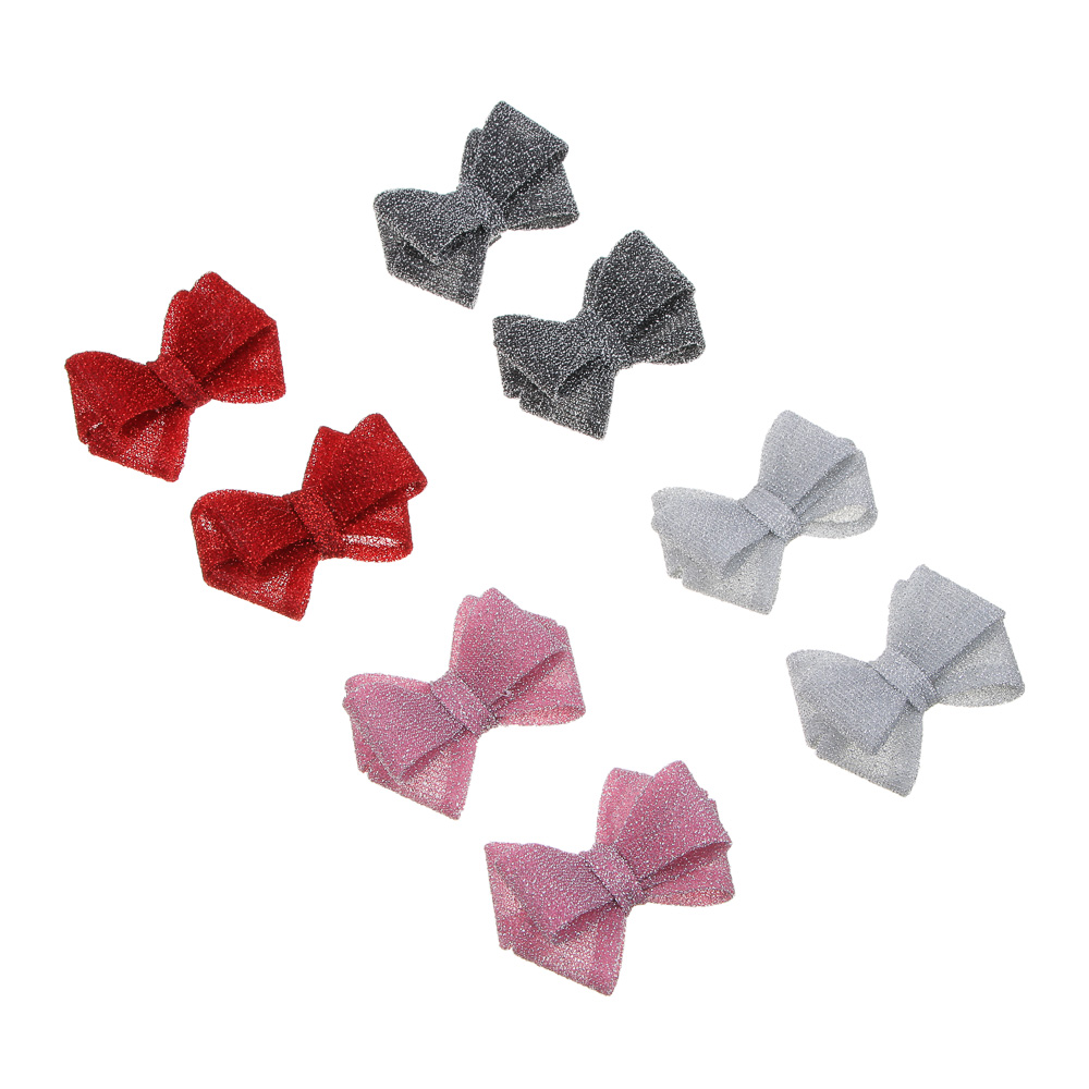 ЮНИLOOK Зажимы для волос 2шт, 4,5см, сплав, полиэстер, 4 цвета, ACS-132нг - #1