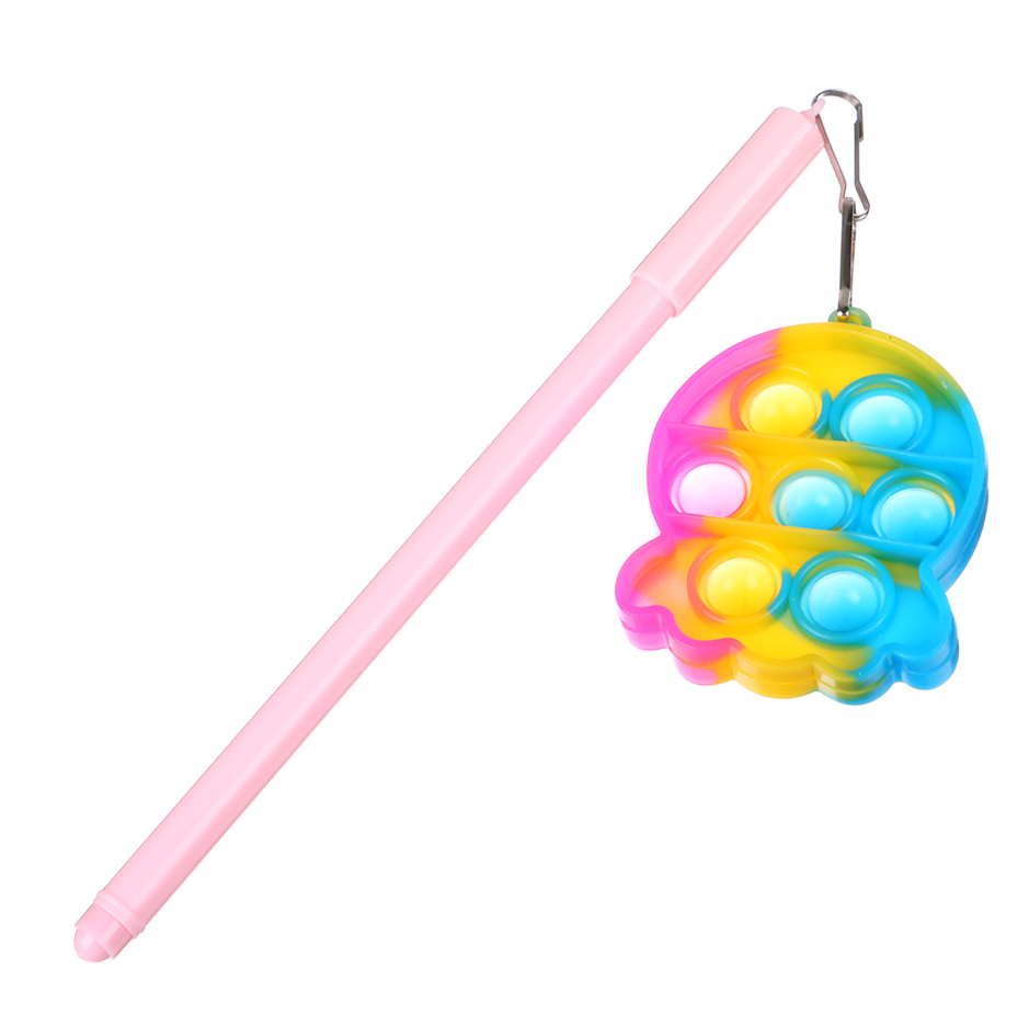 Ручка шарик. с брелоком с эффектом поп-ит, синяя, корпус 16,8 см, неон. цвет, пласт., пакет, 4 диз. - #2