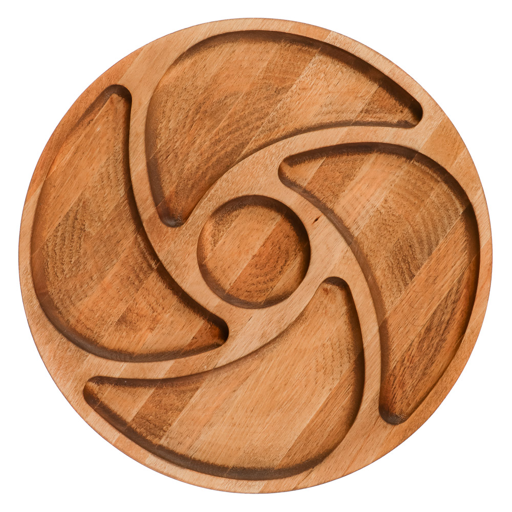 Менажница круглая 5 секций, D=28 х 1,8 см, дерево - #1