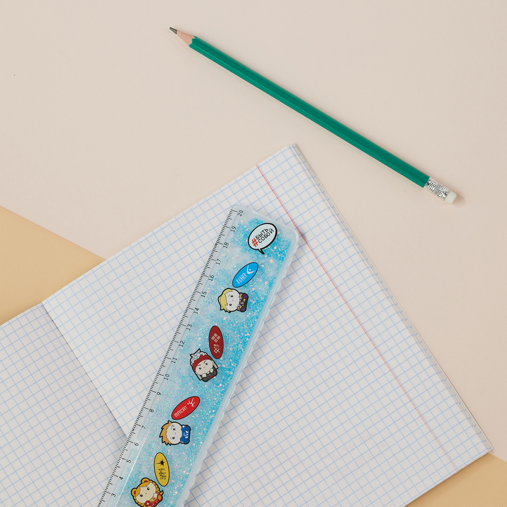 BY Русские Супергерои Линейка 20 см, принт, подвижные блестки в геле, "Кавай", 4 цвета - #6