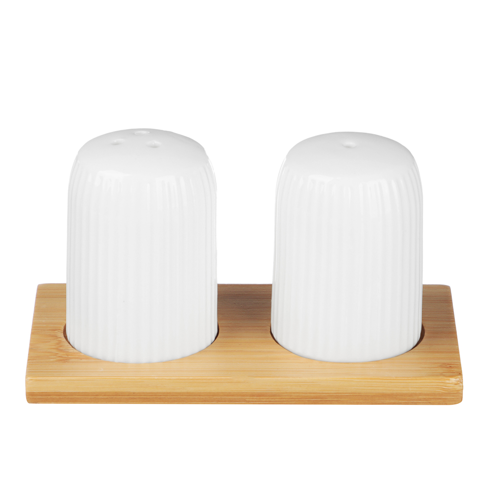 Набор для соли и перца тм MILLIMI, 60 мл × 2, фарфор, бамбук - #1