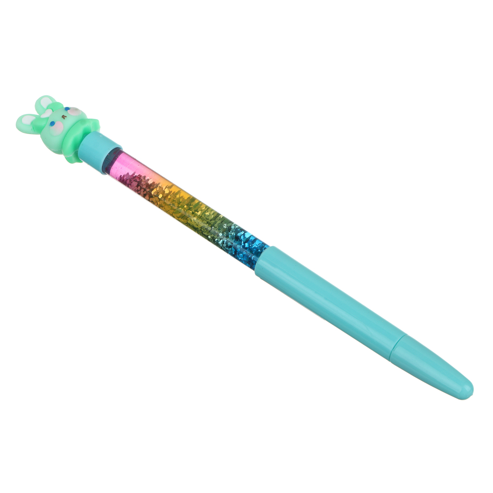 Ручка шариковая синяя, наконечник в форме зайчика, корпус с блестками, 20,5 см, 4 дизайна, пластик - #2