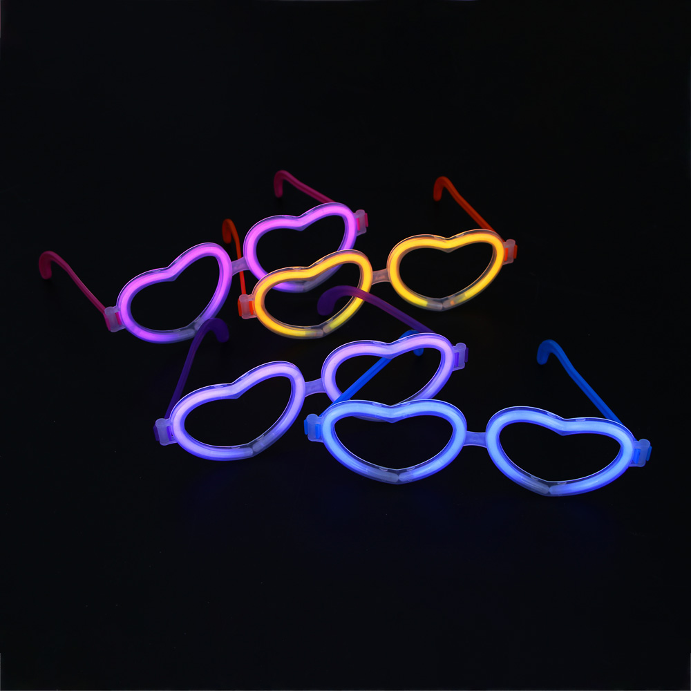 СНОУ БУМ Очки неоновые в виде сердечек, ширина очков 18 см, пластик, 4 цвета - #7