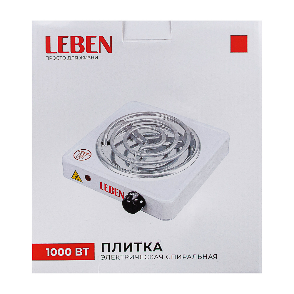LEBEN Плитка электрическая одноконфорочная 1000Вт нагр. эл. спираль d14см - #6