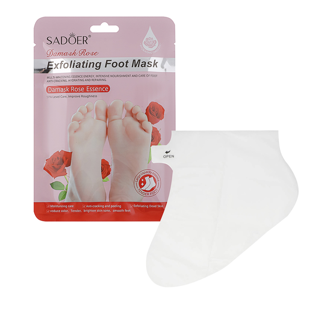 Маска носочки для ног отшелушивающая с дамасской розой тм Sadoer 1 пара, 35гр - #2