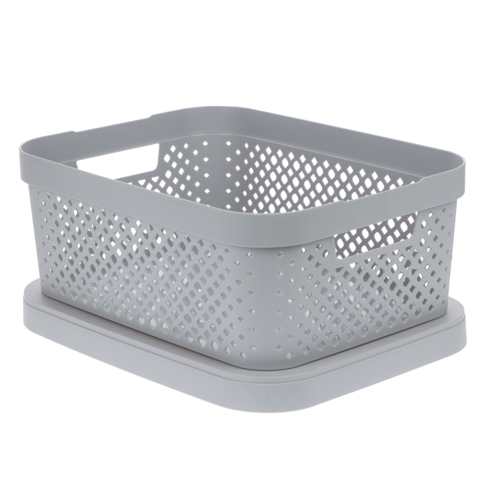 Корзинка для хранения с крышкой Plast Team STOCKHOLM, 10 л серый шторм - #6