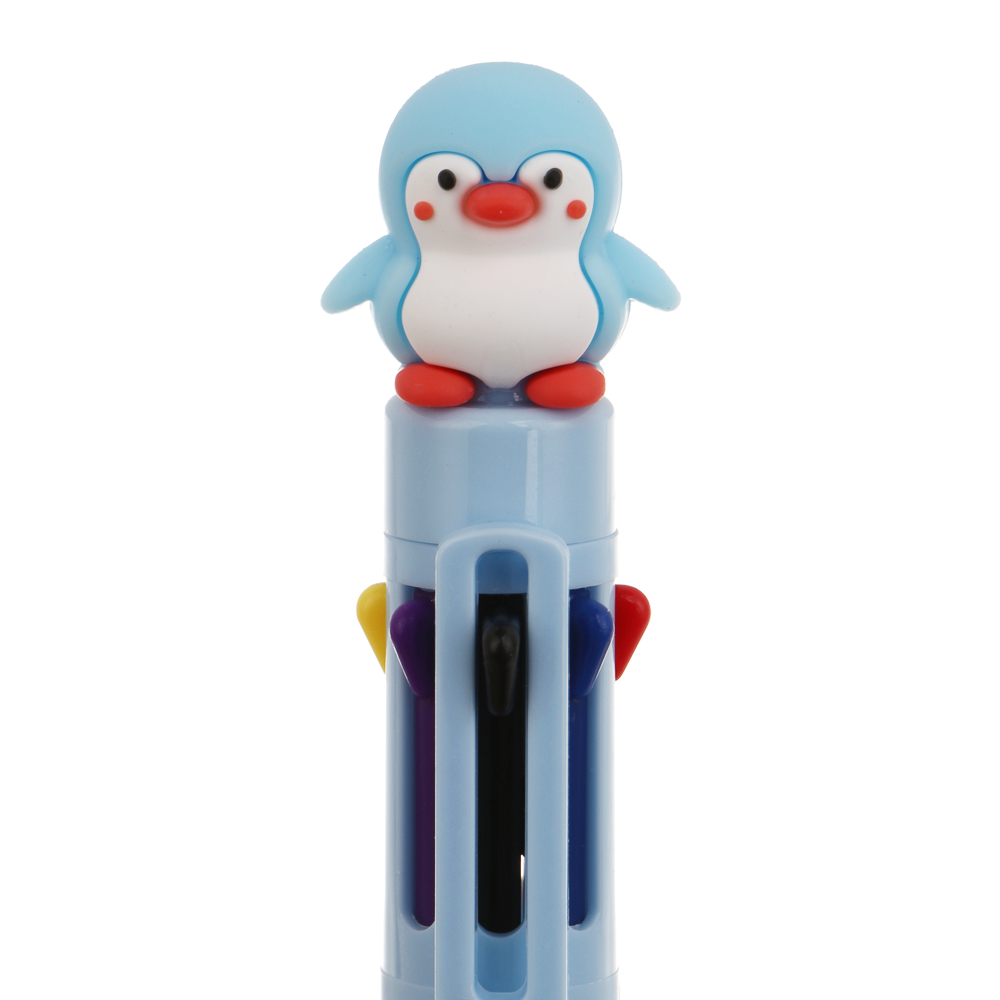 Ручка шариковая автоматическая 8-цветная 0,7мм, с фигуркой в форме пингвина, 3 вида, шоу-бокс - #5