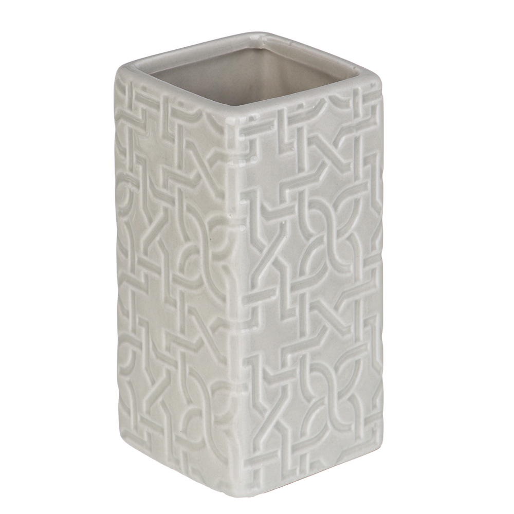 VETTA Стакан для ванной комнаты, керамика, 6x6x12,5 см, орнамент, беж - #1