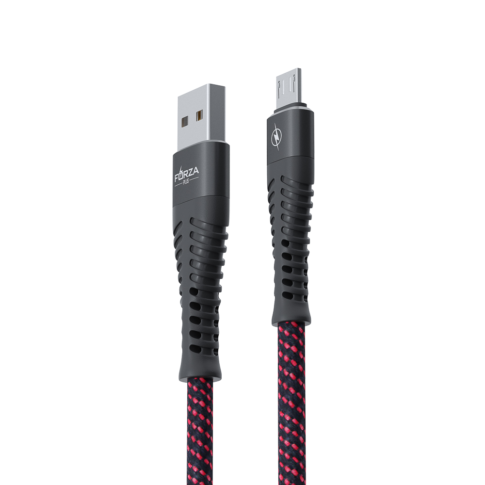 FORZA Кабель для зарядки Венеция Micro USB, 1м, 2А, тканевая оплётка, 3 цвета, пакет - #11