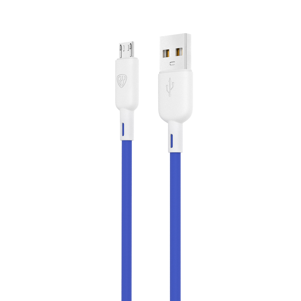 BY Кабель для зарядки Bright microUSB, 1м, Быстрая зарядка 3А, QC, PD 20W, силикон, сине-серый - #3