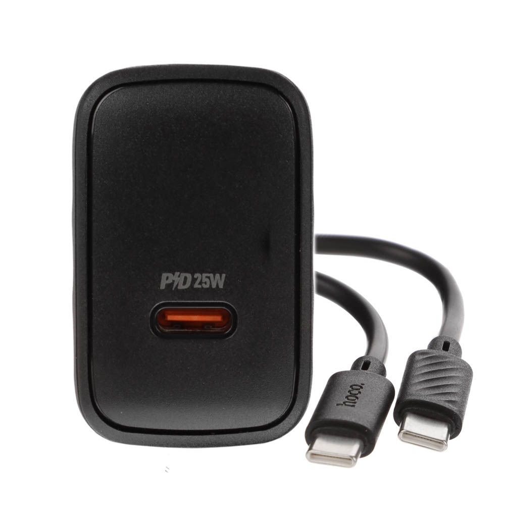hoco. Зарядное устройство модель CS24A, USB-С 25W + Кабель для зарядки С-C, цвет: черный - #13