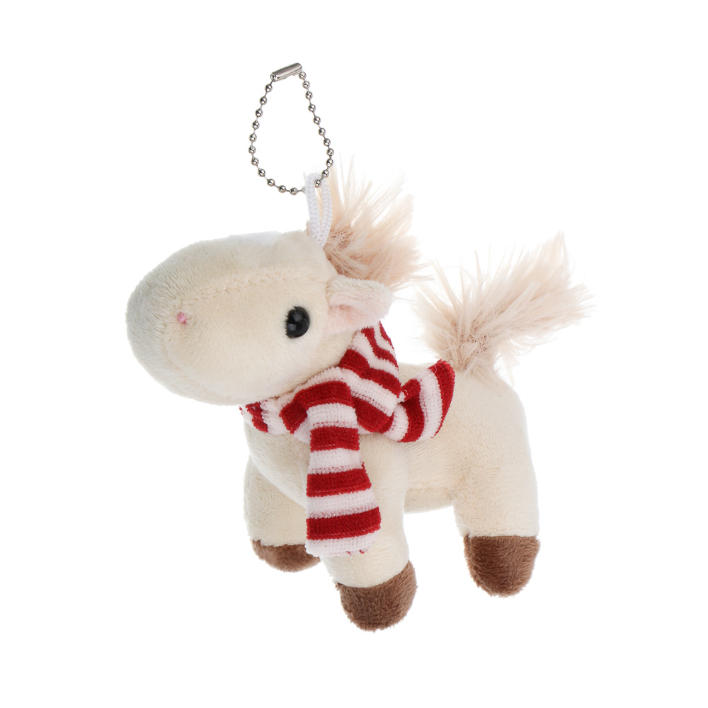 СНОУ БУМ Мягкий сувенир лошадка в шарфике на шнурке 10 см, полиэстер - #2