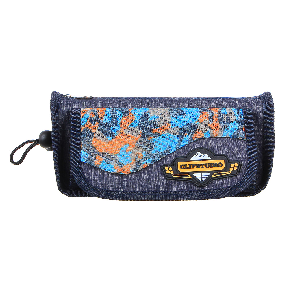 Пенал прямоугольный 20х9х5,5см, 1 отд., 1 карман, п/э под ткань, нашивка, ручка с фиксатором, 3цвета - #3