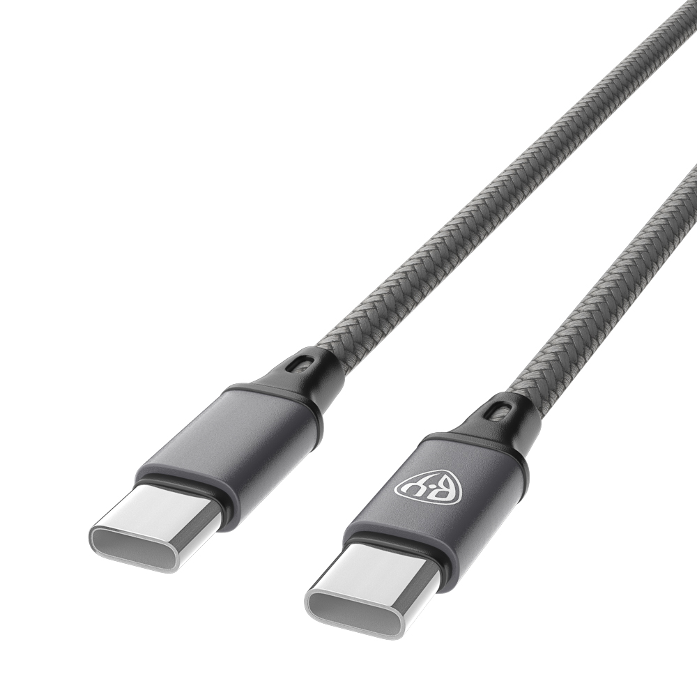 Кабель для зарядки Type C-Type C BY Solid, 60Вт, 1 м, 5A, нейлон, мет. кон., графитовый - #4