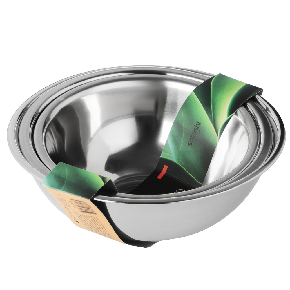 SATOSHI Набор мисок глубоких 3пр, 20-22-24см, 1200-1600-2200мл, нерж.сталь - #7