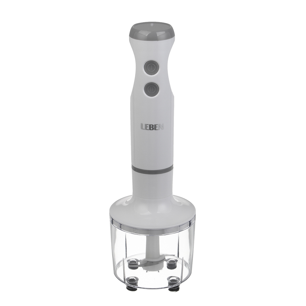 LEBEN Блендер погружной, 900 Вт, 2 скорости, металл.стержень, чоппер и стакан, белый - #6