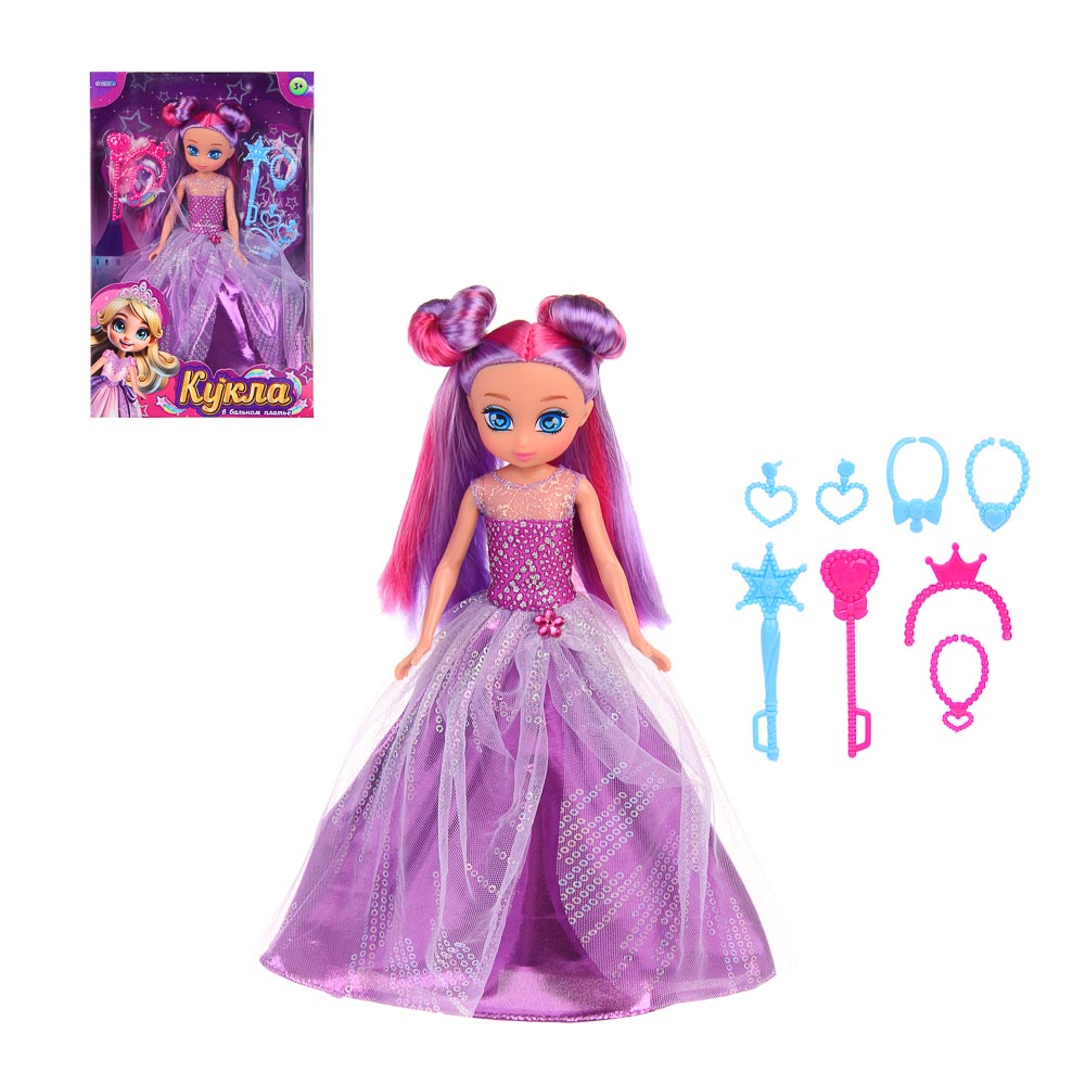 ИГРОЛЕНД Кукла в бальном платье, 24 см, с акс., PVC, ABS, полиэстер, 18,2х6х28,5 см - #1