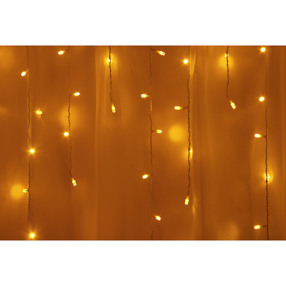 СНОУ БУМ Гирлянда эл. бахрома 2.5x0.3х0.5x0.7м, 80LED, шампань, пост. свеч, ПВХ белый, коннект, 220В - #5