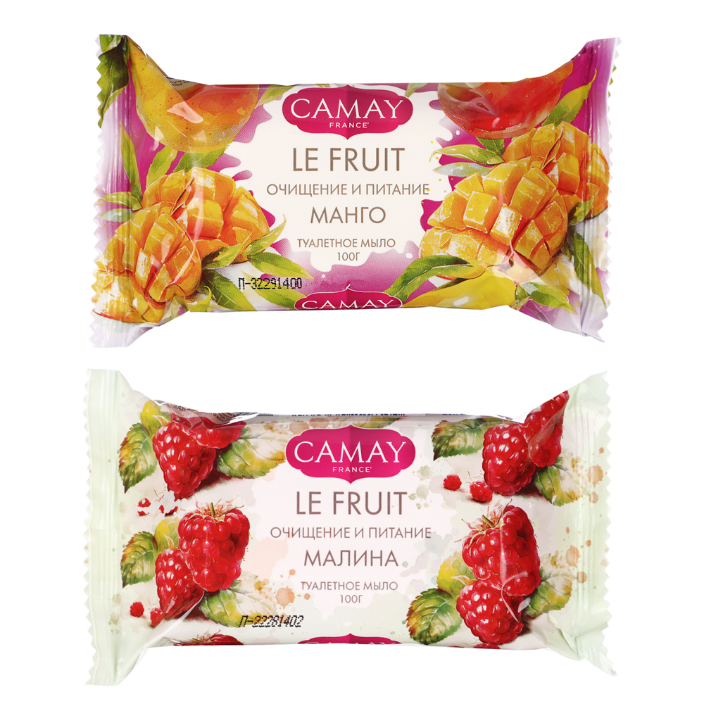 Мыло твердое туалетное CAMAY LE FRUIT Малина/Манго, п/э, 100г - #1