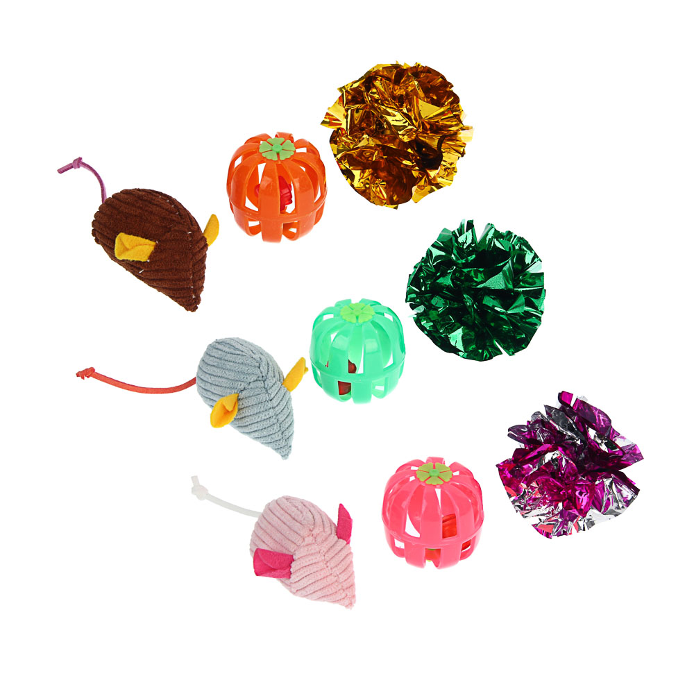 Набор игрушек для кошек тм VETTA (мышь, бочонок, шуршалка) 3шт - #1