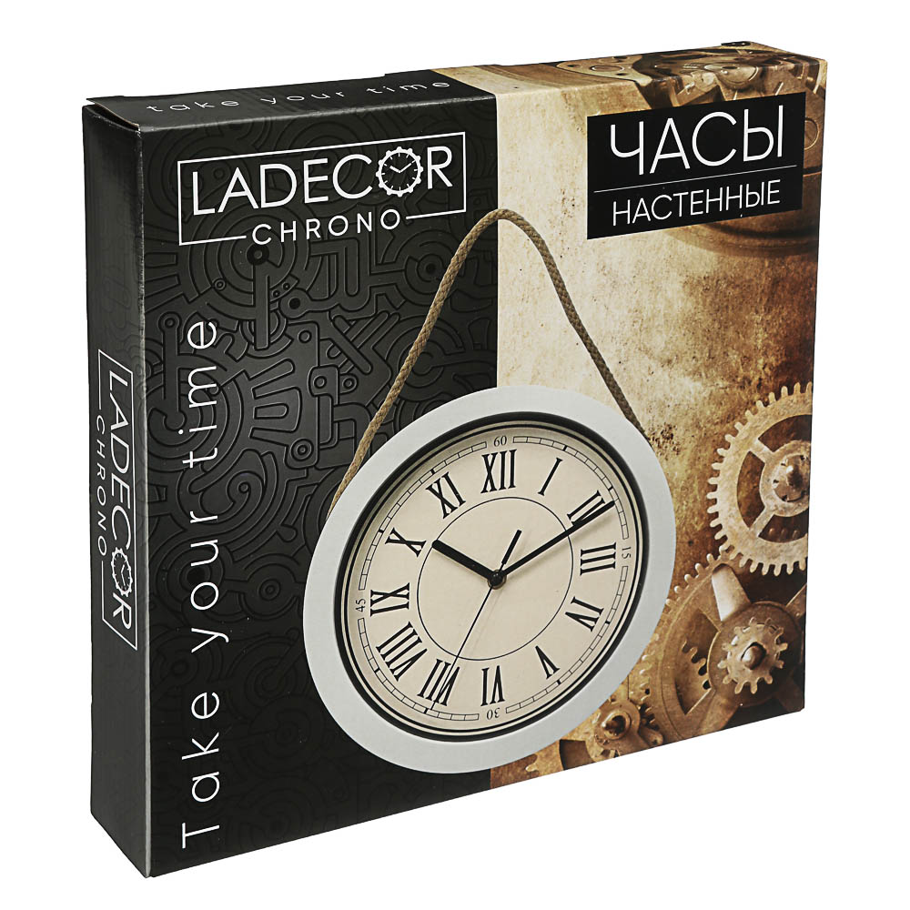 LADECOR CHRONO Часы настенные со шнуром, пластик, 25,4x25,4x4,2см, 1xАА, 2 цвета - #6