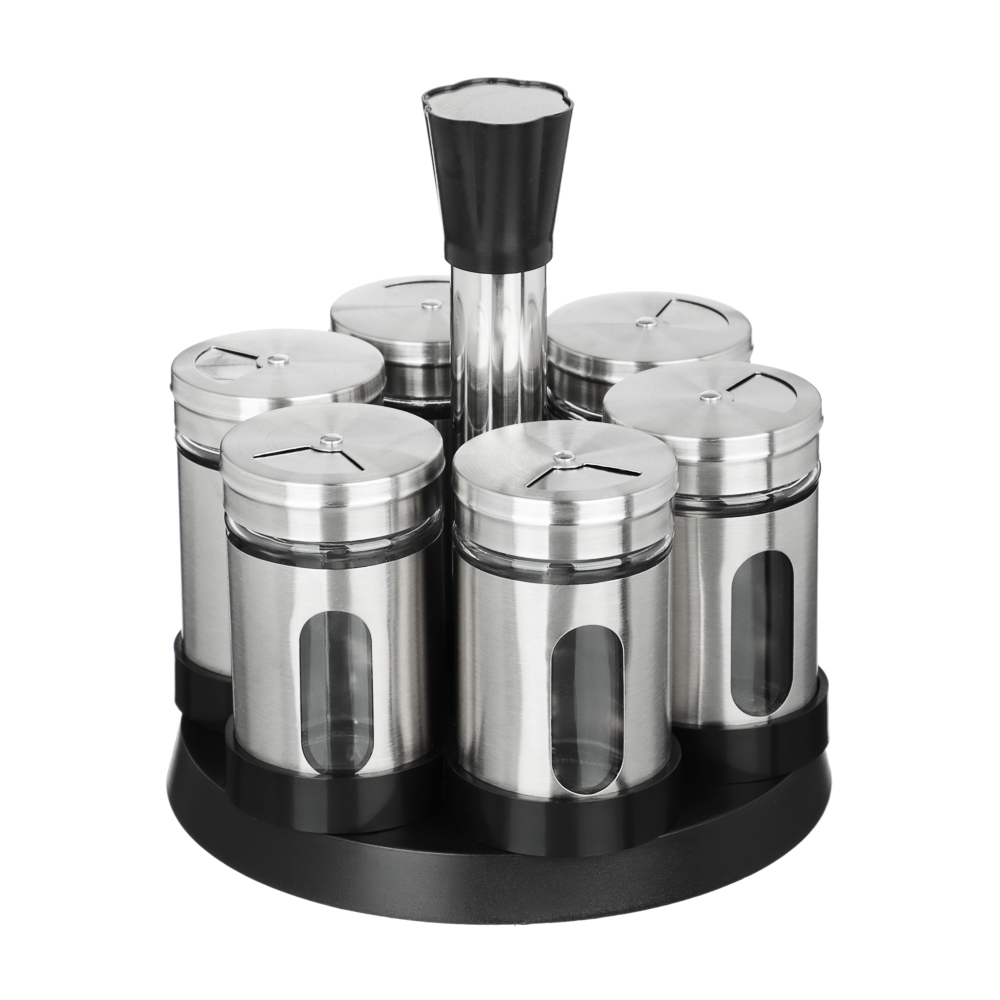SATOSHI Набор для специй, 6шт. 15.4x15.4x16.1см, стекло, нерж.сталь, пластик, цвет серебро - #1