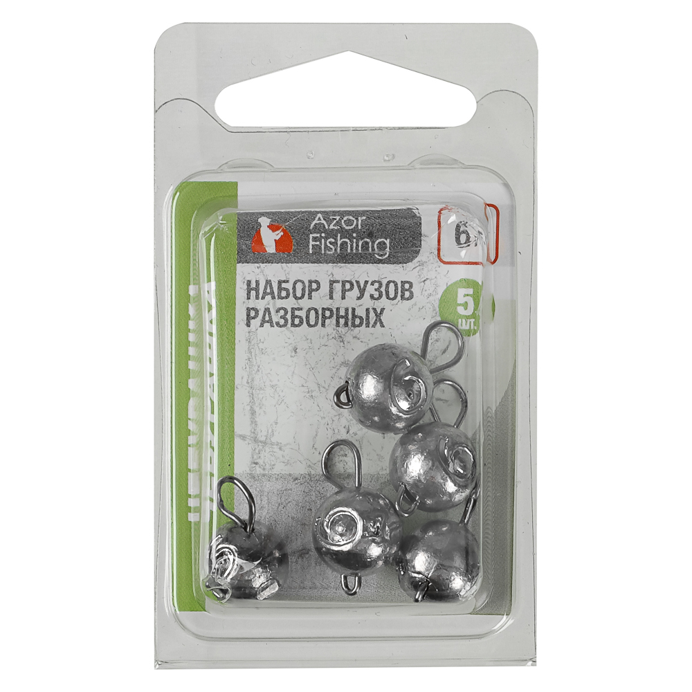 Набор чебурашек разборных тм AZOR FISHING,5шт,4г,6г,8г,10г,12г,14г,16г,18г,20,24г,10 видов - #6