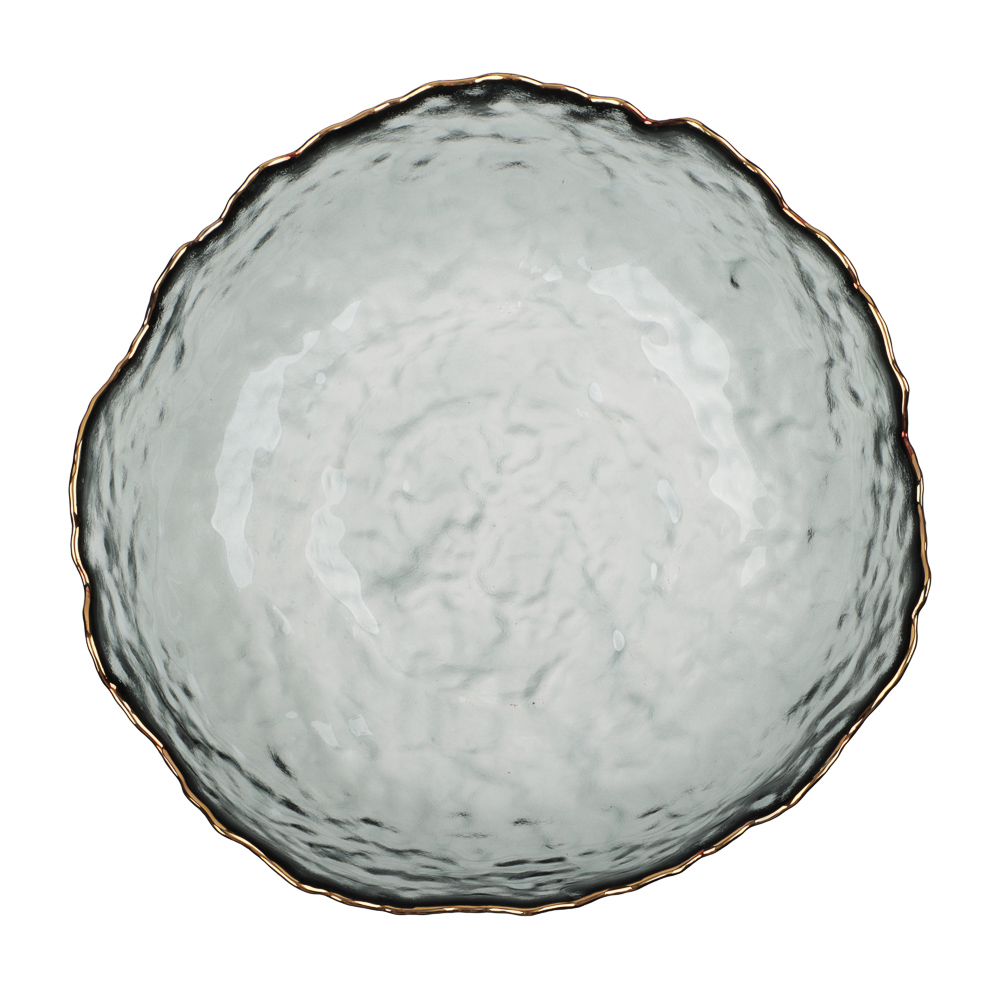 MILLIMI Салатник 17x16,5x7,5см, стекло, серый с золотой каймой - #5