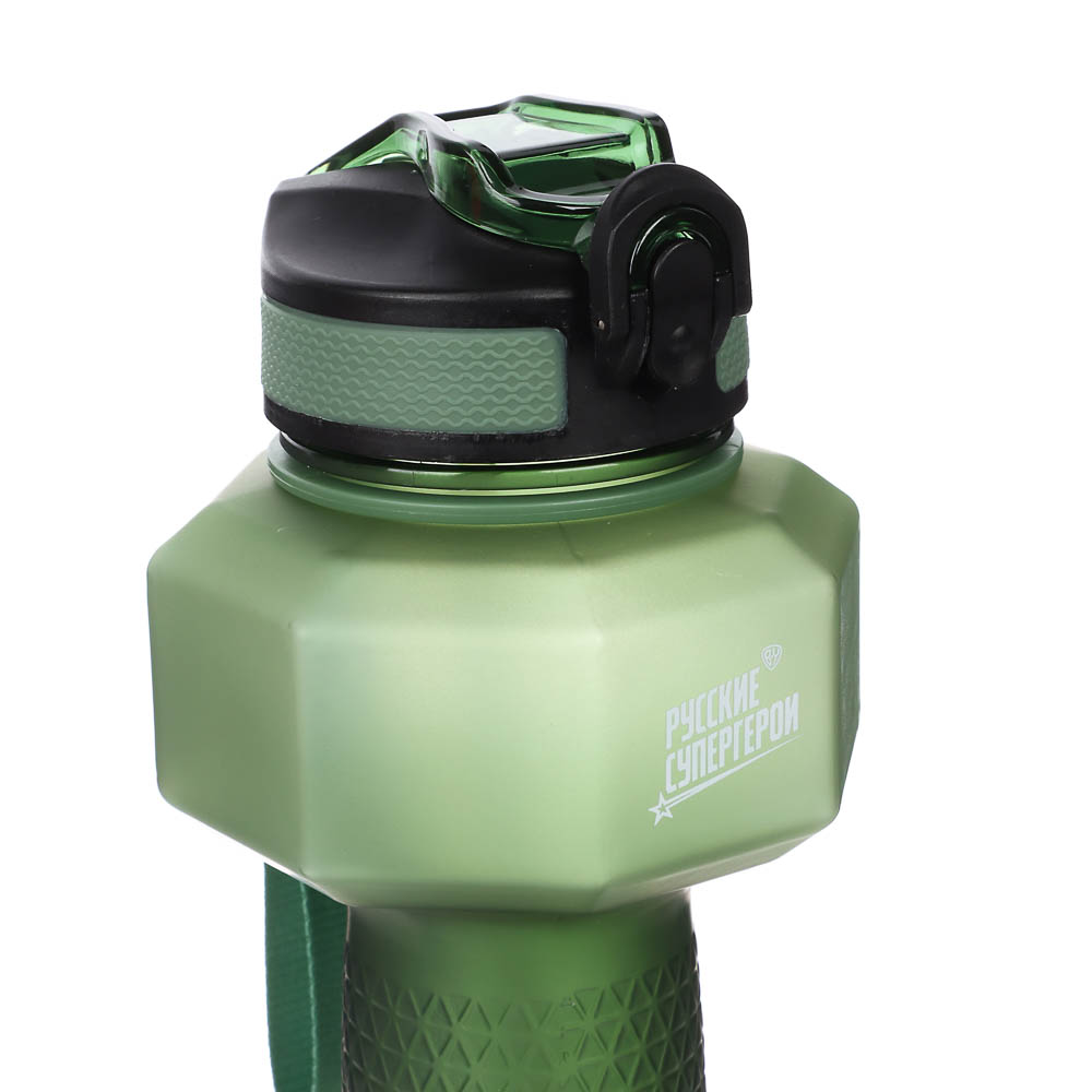 Бутылка спортивная в форме гантели, тм BY Русские Супергерои, 1000мл, 27х10см, пластик PETG, 3 цвета - #14