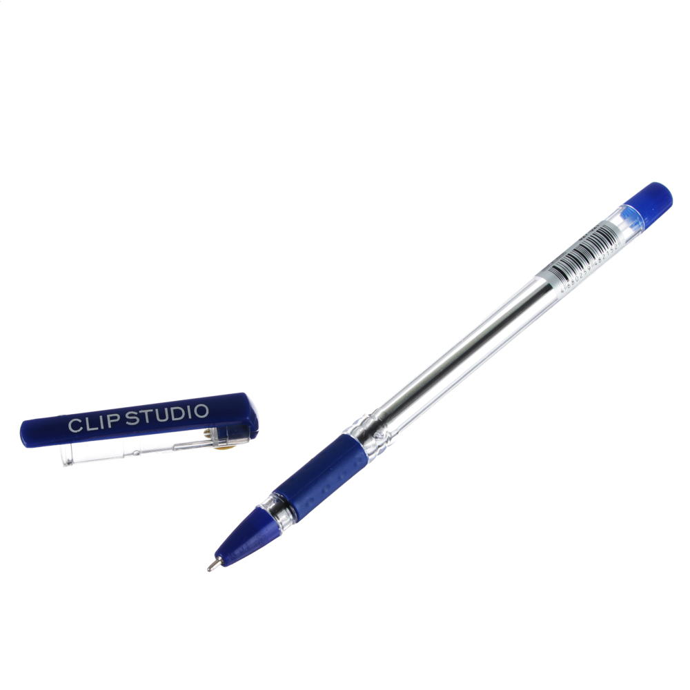 Ручка шариковая синяя, с резиновой накладкой,линия 0,5 мм, ClipStudio - #2