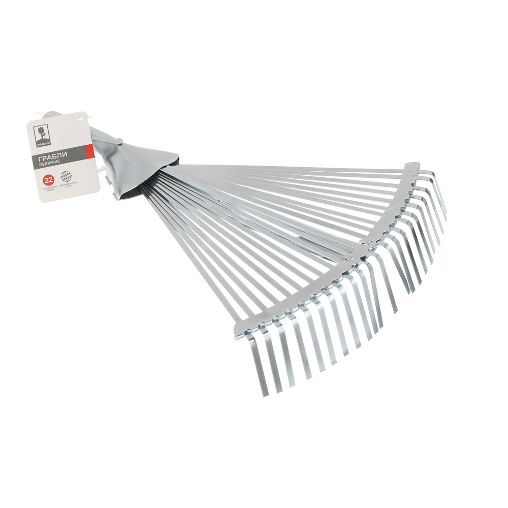INBLOOM Грабли веерные раздвижные, 22 зуба, 38x40см, оцинкованная сталь - #5