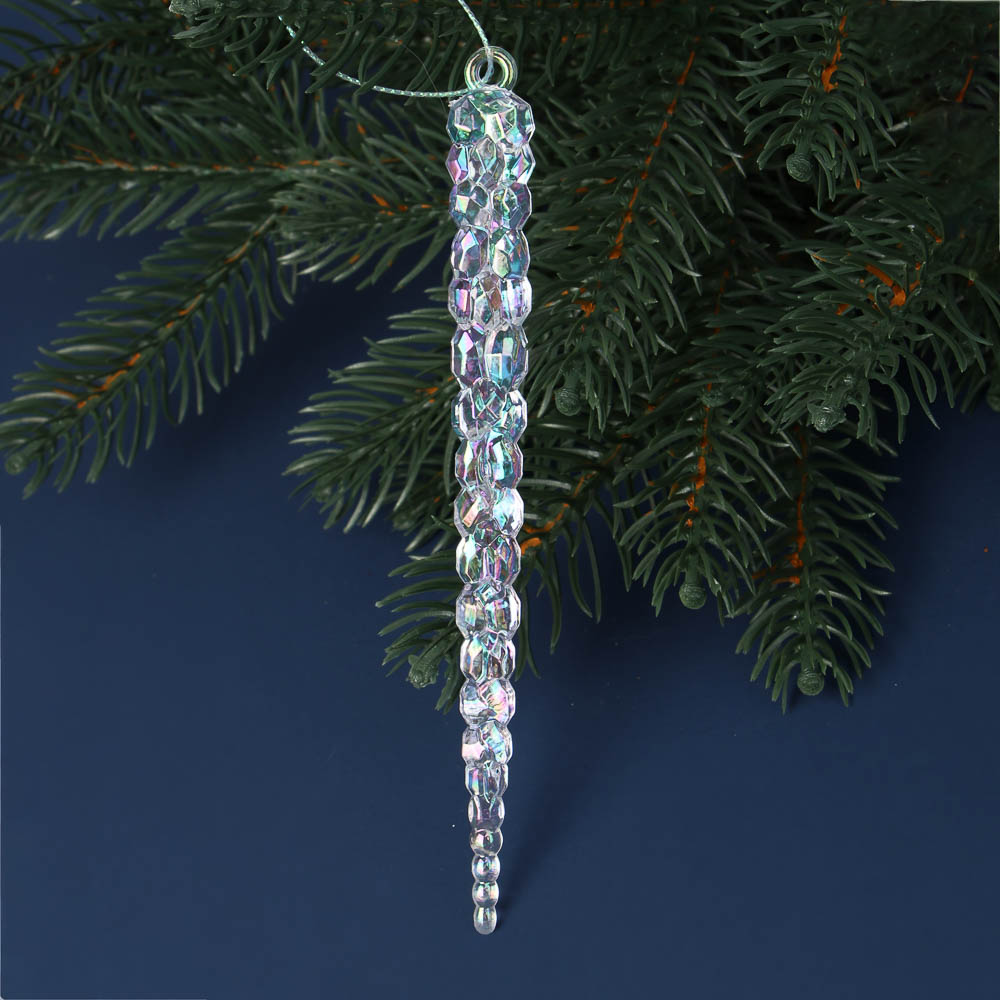 СНОУ БУМ Набор декоративных украшений "Сосульки" 2 шт 15 см, пластик, голография - #5