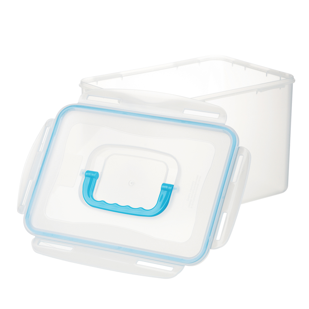 Контейнер герметичный с защелками с ручкой 4,5л, прозрачная крышка, пластик - #5