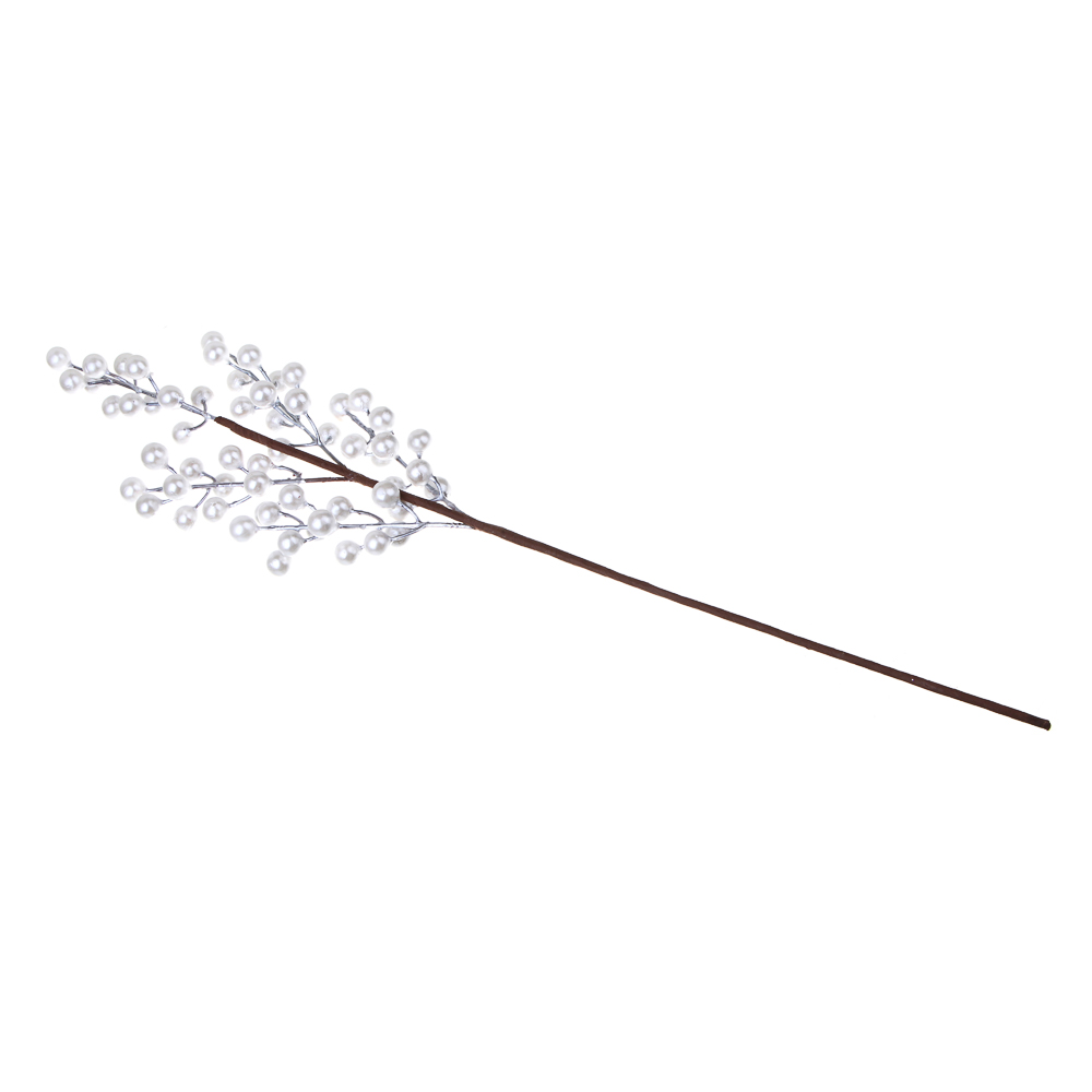 СНОУ БУМ Веточка с белыми ягодами 60 см, металл, пластик - #3