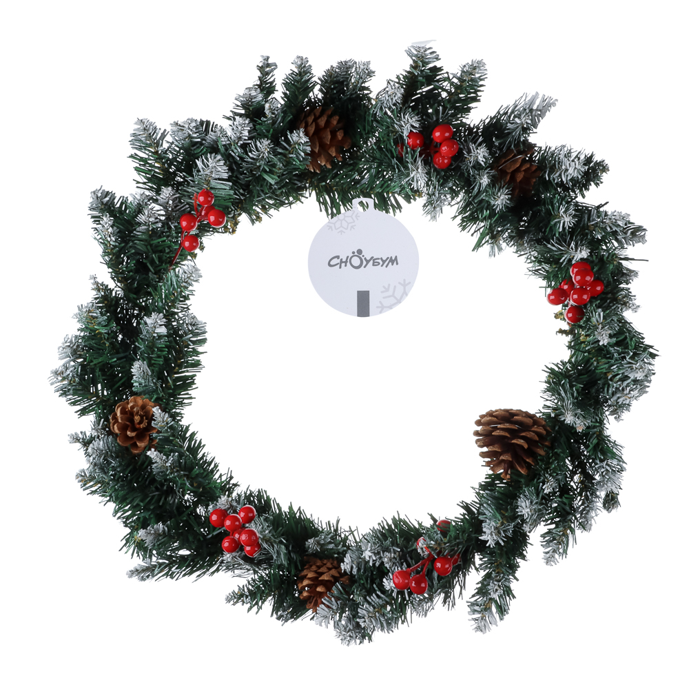 СНОУ БУМ Венок ПВХ Д40 см с шишками и ягодами, 26-91 - #4