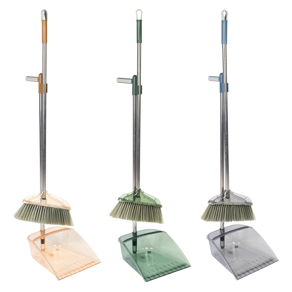 VETTA Набор с длинной ручкой прозрачный щётка + совок, полипропилен, щётка: 91х32см, совок: 82х25см - #1