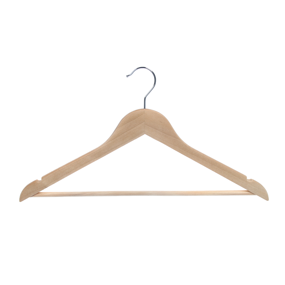 Вешалка для одежды тм VETTA, 45см, деревянная, хром, цвет светлое дерево - #1