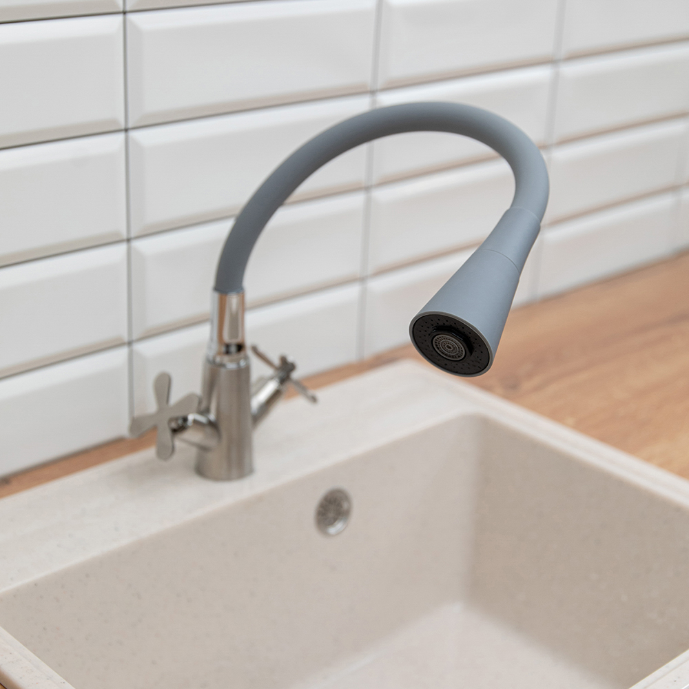 Излив смесителя для кухни, силиконовый, 2 режима, серый - #10