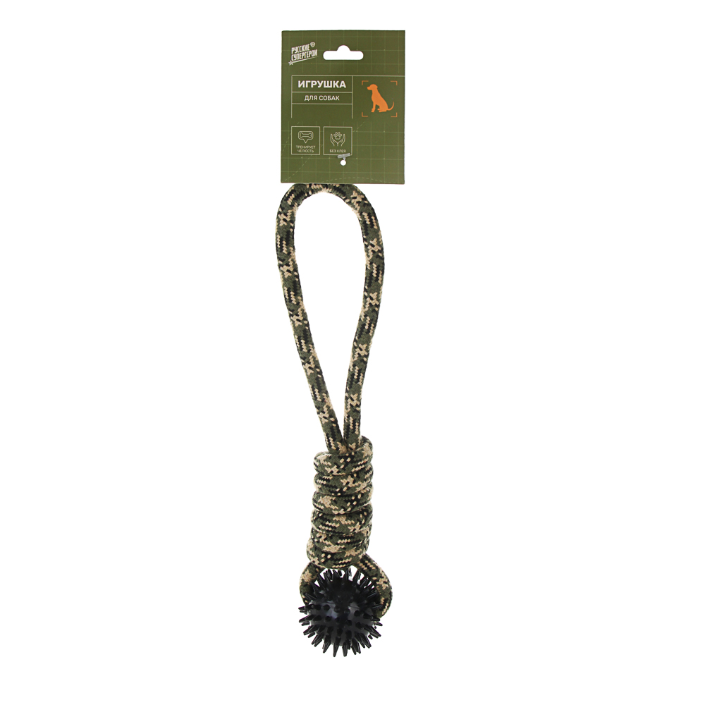 Игрушка для собак тм VETTA, грейфер, хаки, хлопок, ТПР, 35см - #5