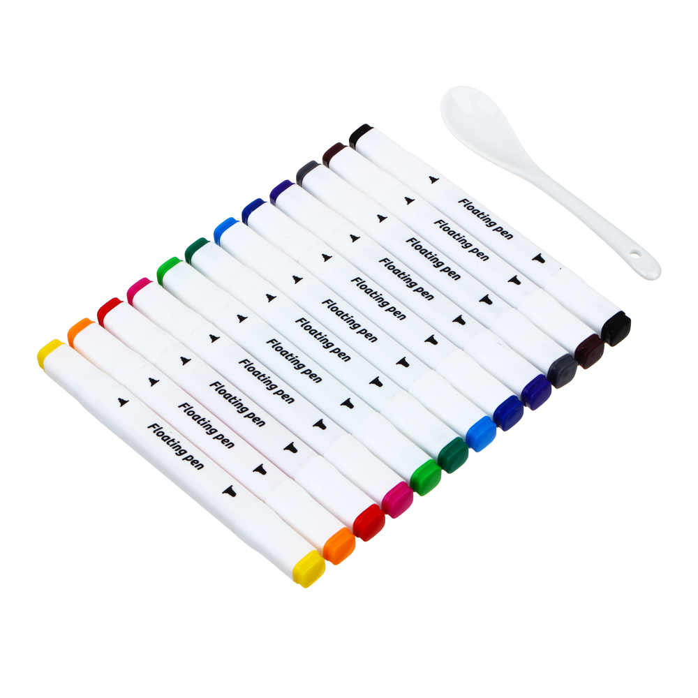 FLOMIK Набор маркеров для рисования на воде 12 цветов, лопаточка в комплекте - #3