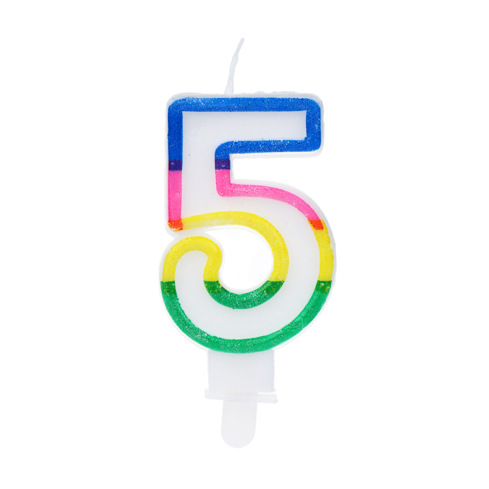 Капитан Весельчак Свеча для торта в форме цифры, с подставкой (5), парафин, PP - #2