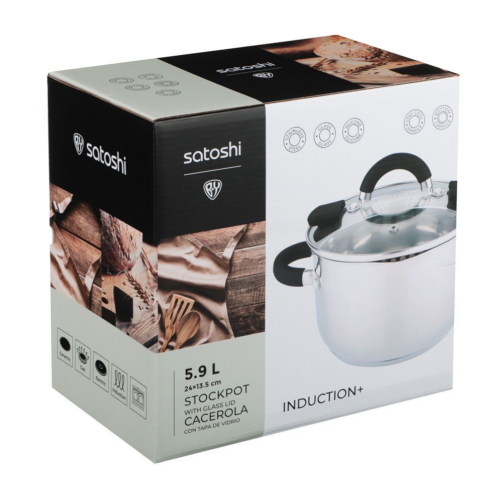 SATOSHI Арбон Кастрюля 24х13,5см, 5,9л, со стекл. крышкой, индукция - #7